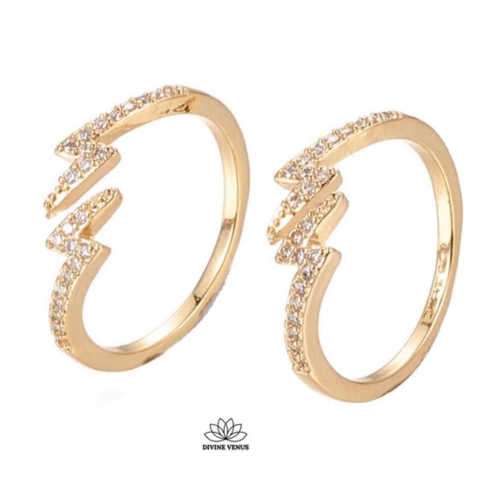 Lighning Bolt Ring Gold Plated Brass 17$